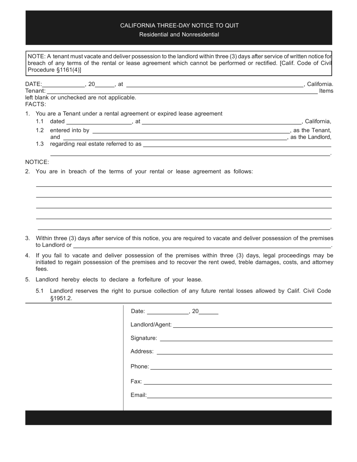 Download Free California Eviction Notice Forms | PDF Template
