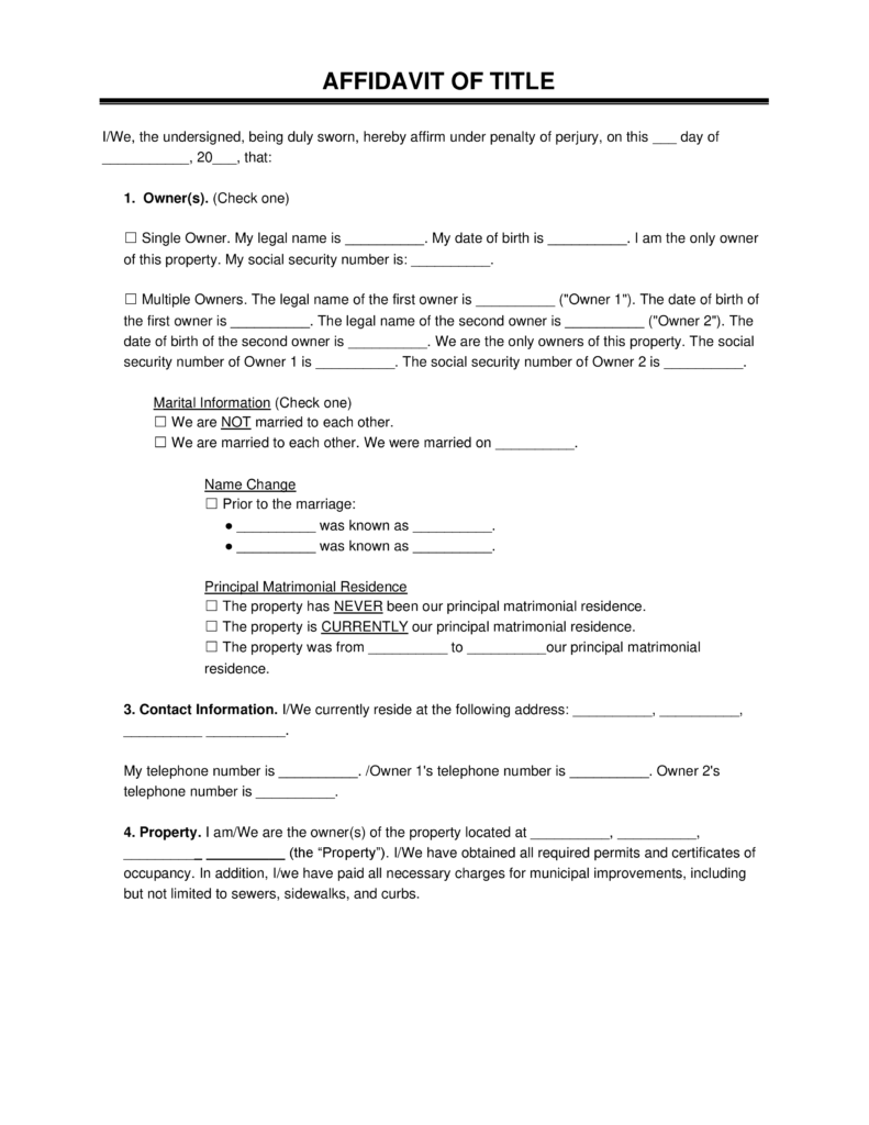 Free California Affidavit Of Title PDF Template CaliforniaLegalForms